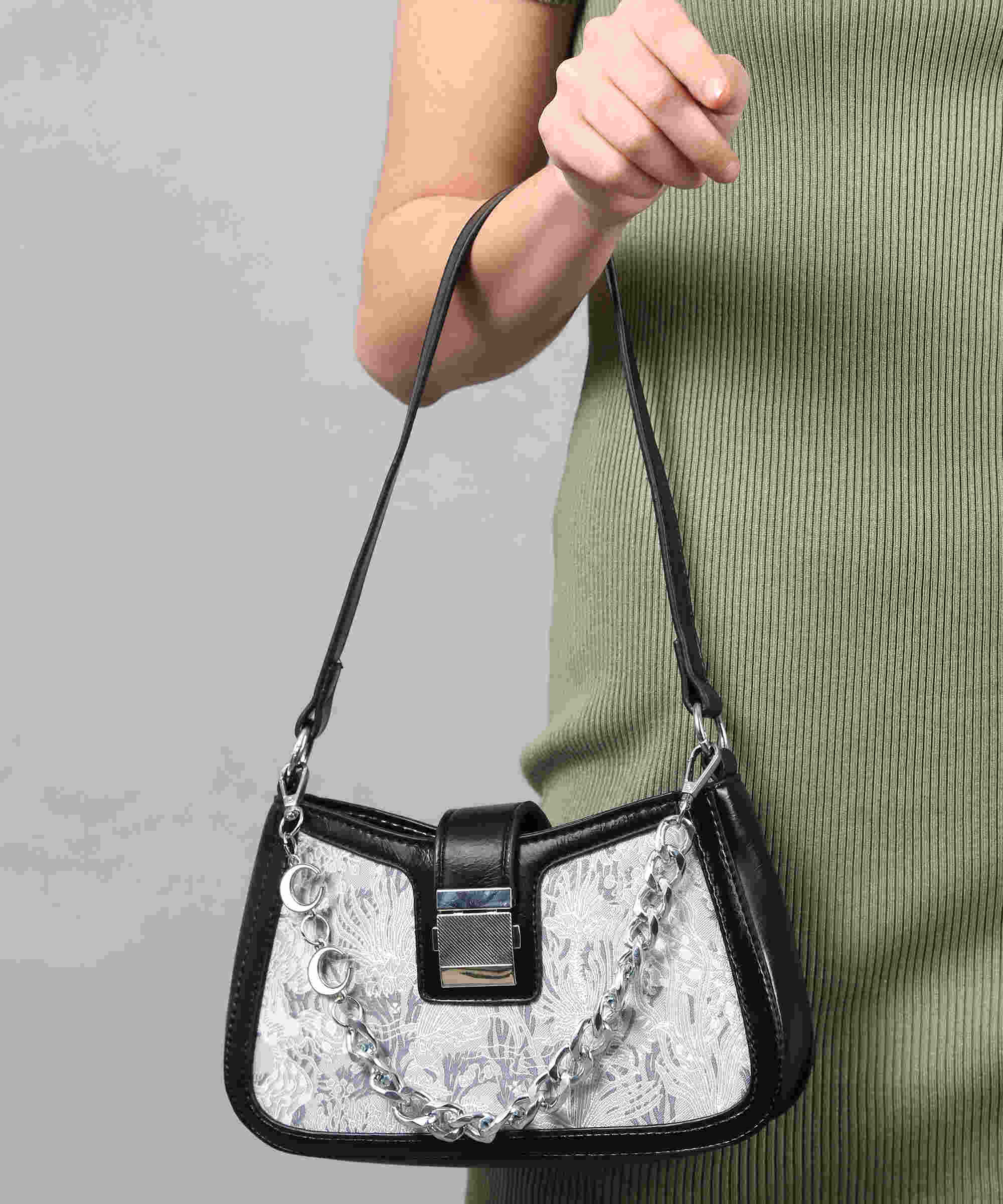 Filauri Gemini Black Color Structured Sling Bag