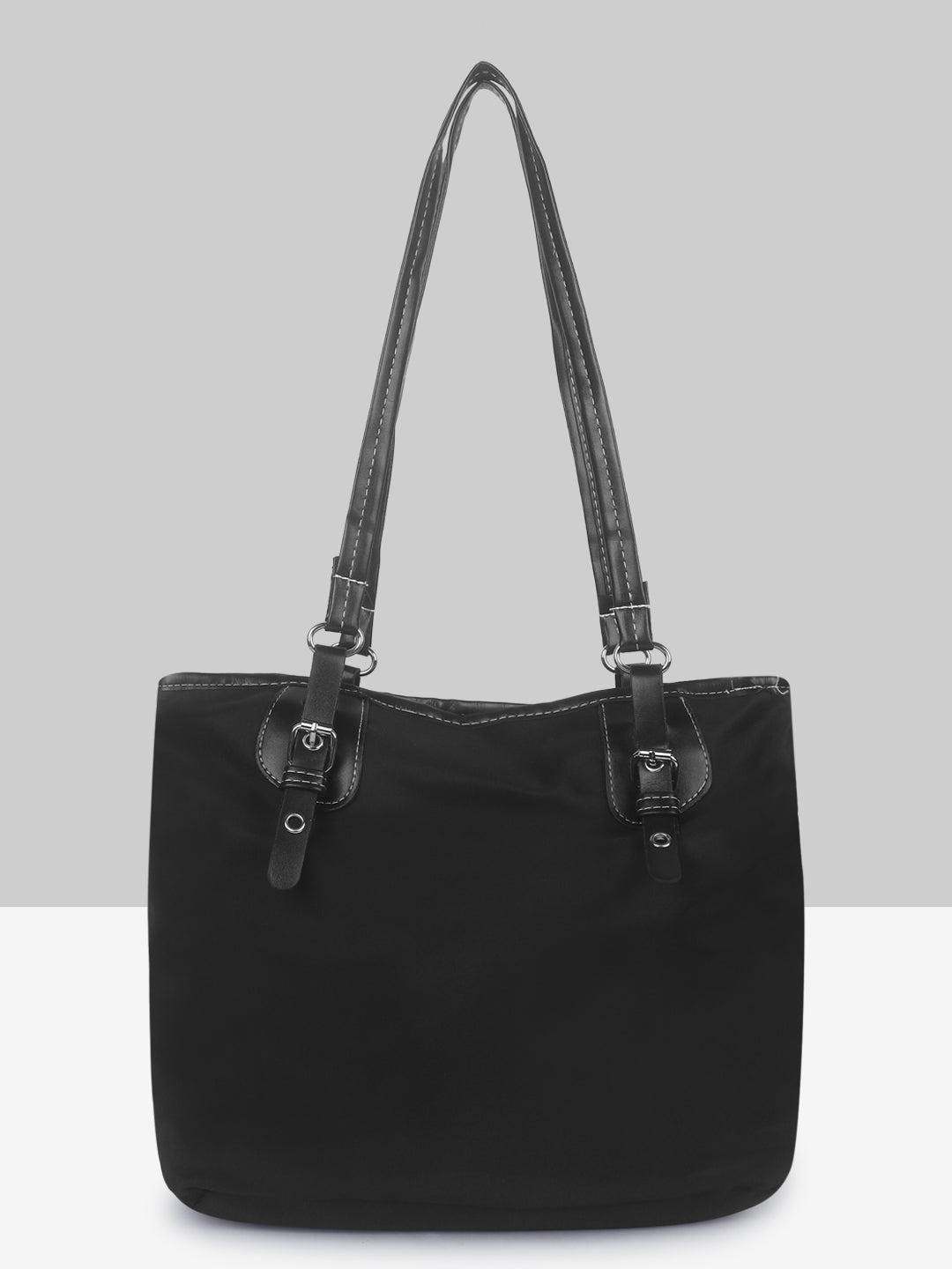 Filauri Classic Black Nylon Tote Bag with Leather Handles