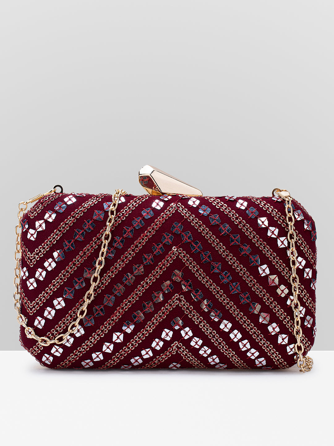 Filauri GlamChevron Embellished Clutch