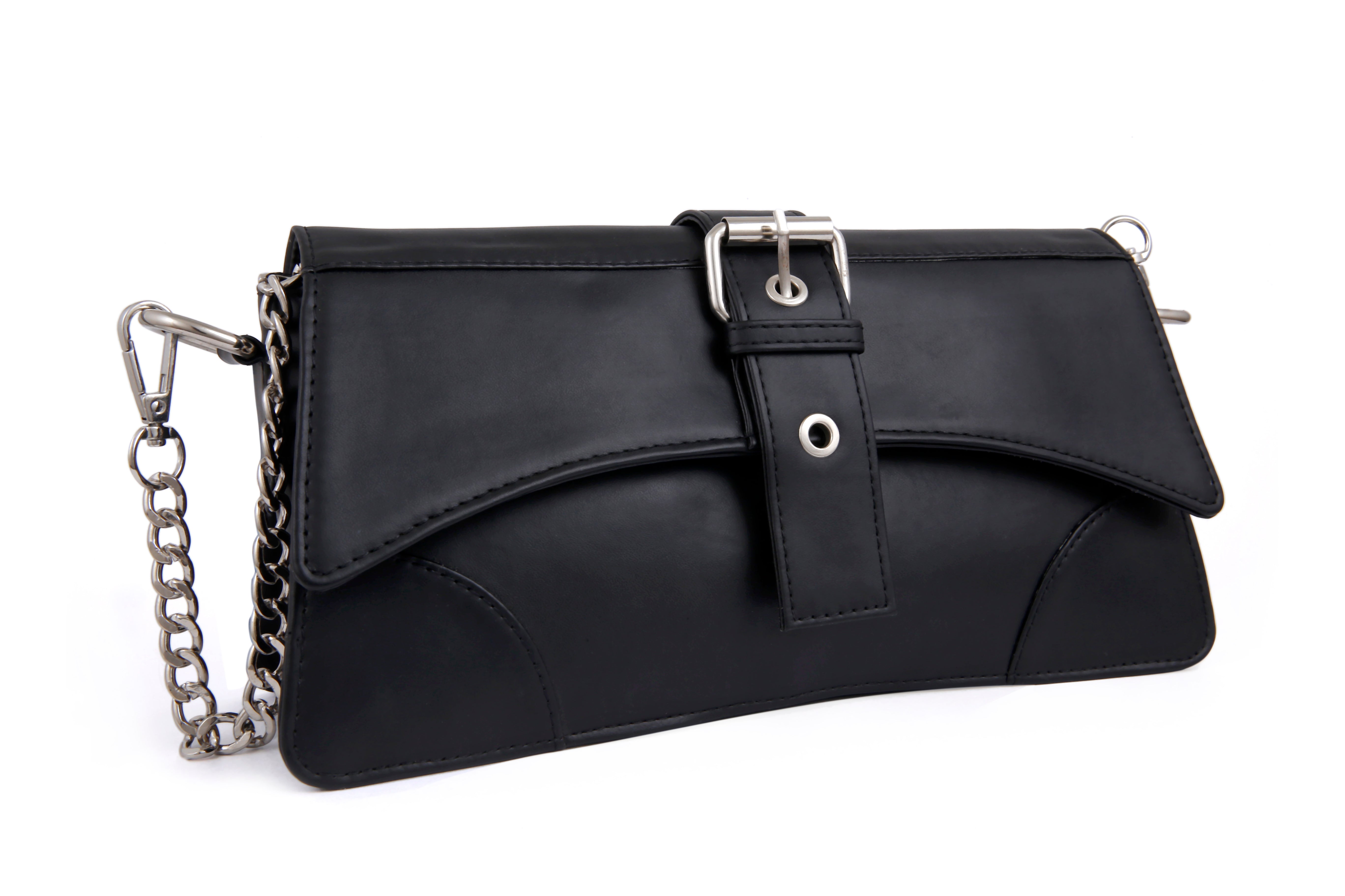 Filauri Clutch Handbag with Buckle Strap, Chain Crossbody Strap